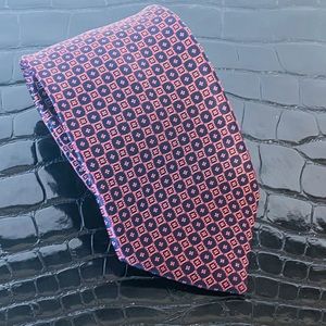 Stefano Ricci Red Blue Geometric Liquid Satin Necktie Self Tipped Italy Luxe XL